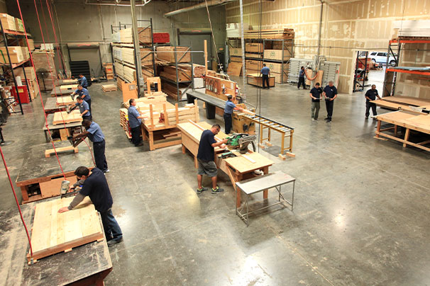 crew working in wood shop
